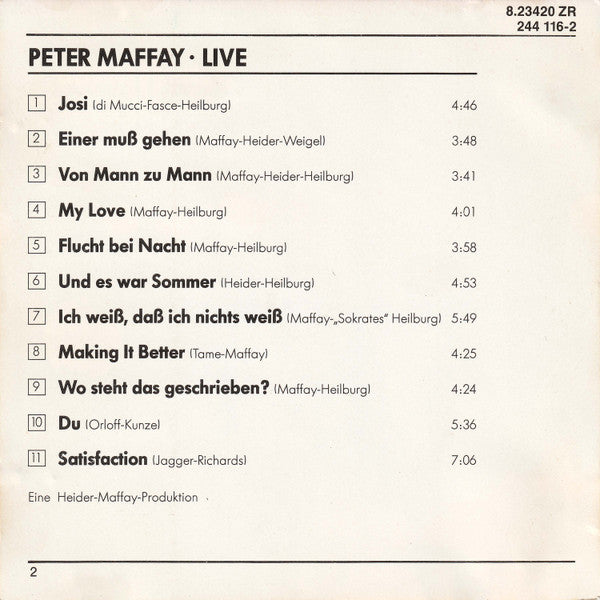 Peter Maffay : Live (CD, Album)