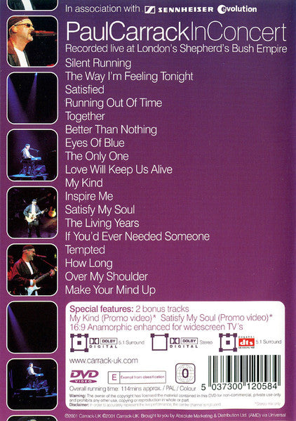 Paul Carrack : In Concert (DVD-V, Multichannel)