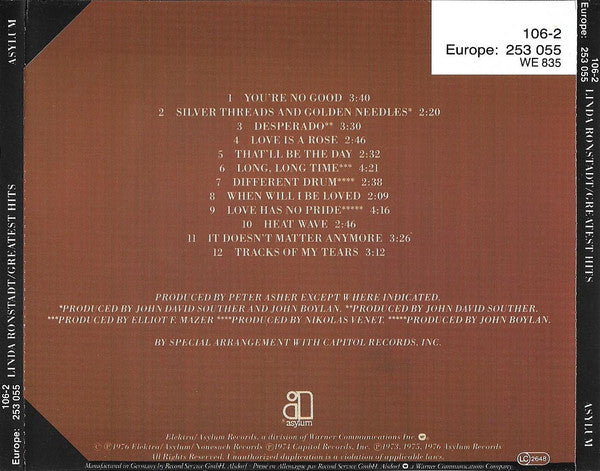 Linda Ronstadt : Greatest Hits (CD, Comp, RE)