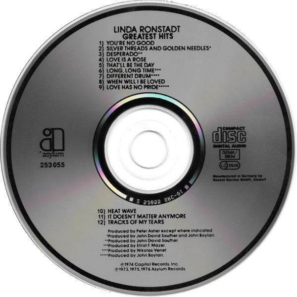 Linda Ronstadt : Greatest Hits (CD, Comp, RE)