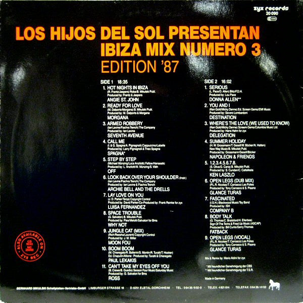 Los Hijos Del Sol : Ibiza Mix (Numero 3) (Edition '87) (LP, Mixed)