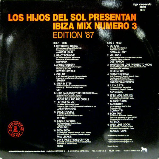 Los Hijos Del Sol : Ibiza Mix (Numero 3) (Edition '87) (LP, Mixed)