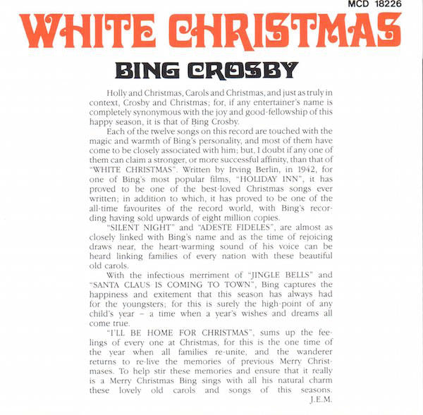Bing Crosby : White Christmas (CD, RE)