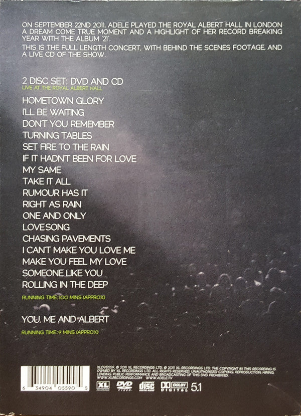 Adele (3) : Live At The Royal Albert Hall (DVD, NTSC + CD, Album)