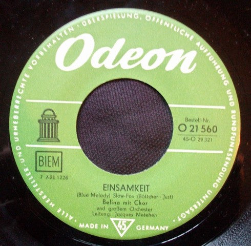 Belina : A Yiddische Momme / Einsamkeit = Blue Melody (7", Single)