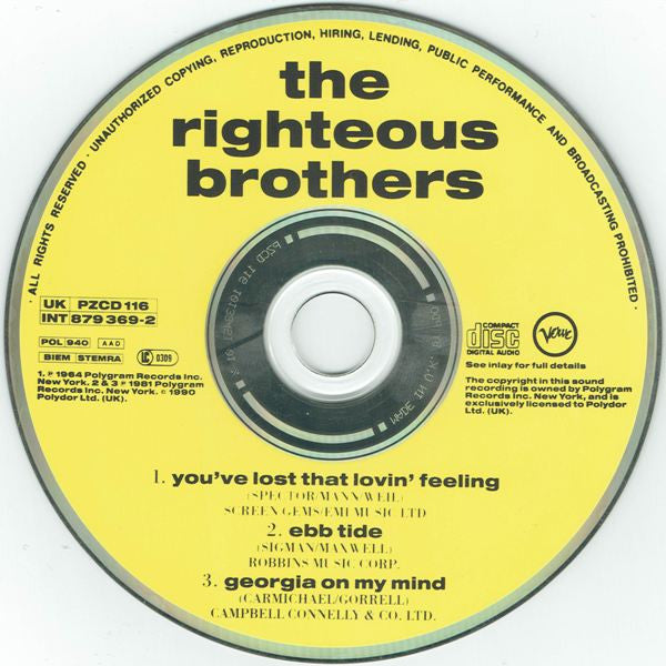 The Righteous Brothers : You've Lost That Lovin' Feeling (CD, Single)