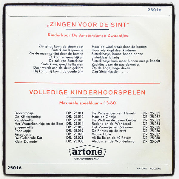De Amsterdamse Zwaantjes : Zingen Voor De Sint (7", EP, Mul)