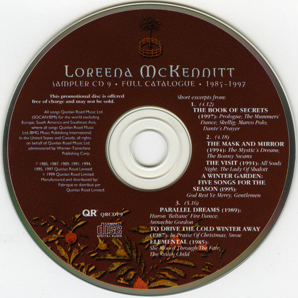 Loreena McKennitt : Sampler CD 9 • Full Catalogue • 1985-1997 (CD, Comp, Promo, Smplr)