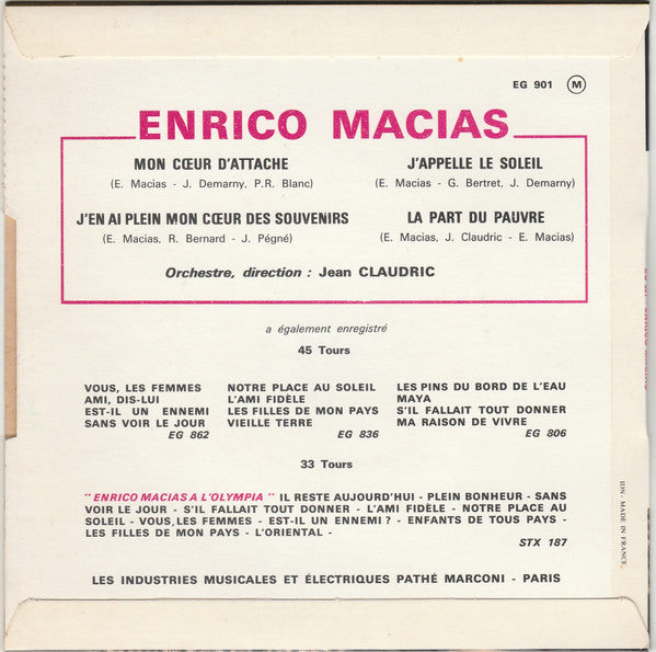 Enrico Macias : J'appelle Le Soleil (7", EP, RP)