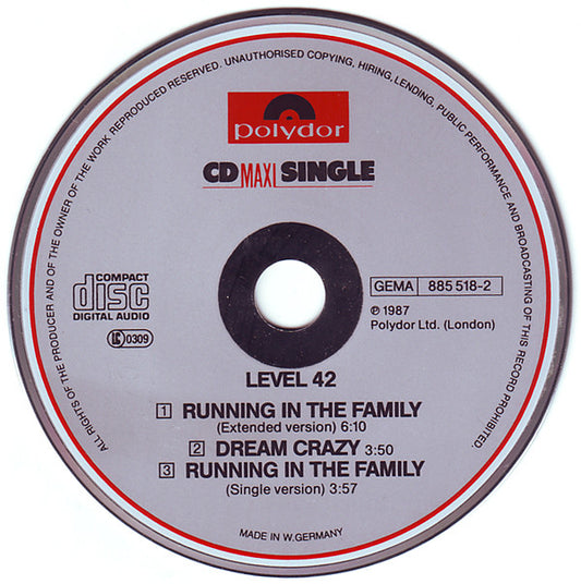 Level 42 : Running In The Family (CD, Maxi)