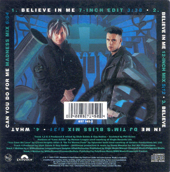 Utah Saints : Believe In Me (CD, Single)