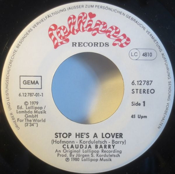 Claudja Barry : Stop He's A Lover (7", Single, Promo)