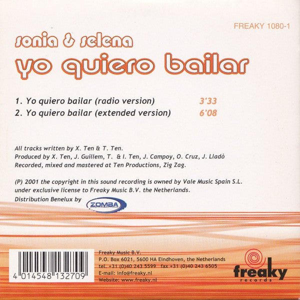Sonia & Selena : Yo Quiero Bailar (CD, Single)