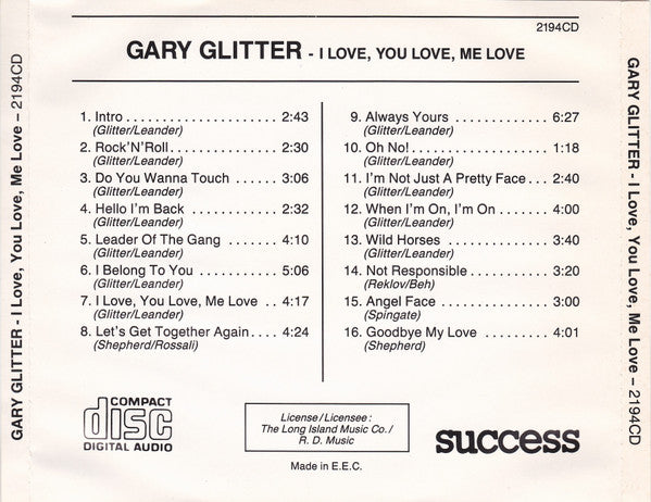 Gary Glitter : I Love, You Love, Me Love (CD, Comp)