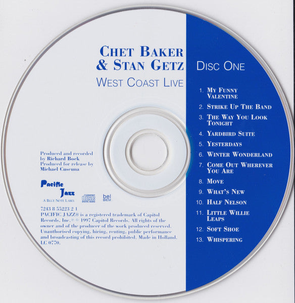 Chet Baker & Stan Getz : West Coast Live (2xCD, Comp)