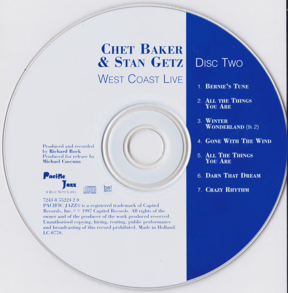 Chet Baker & Stan Getz : West Coast Live (2xCD, Comp)