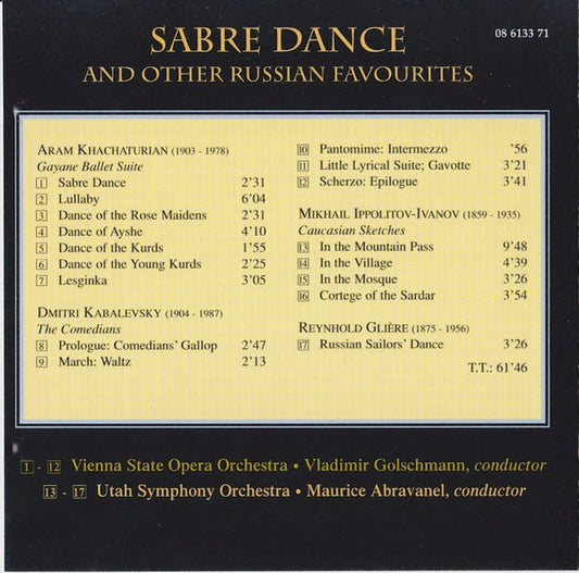 Aram Khatchaturian / Dmitry Kabalevsky / Reinhold Glière, Orchester Der Wiener Staatsoper, Vladimir Golschmann : Sabre Dance And Other Russian Favorites (CD)