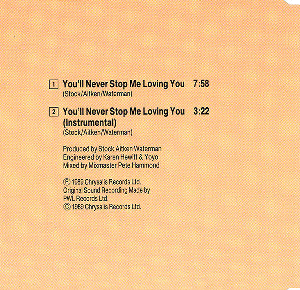Sonia : You'll Never Stop Me Loving You (CD, Maxi)