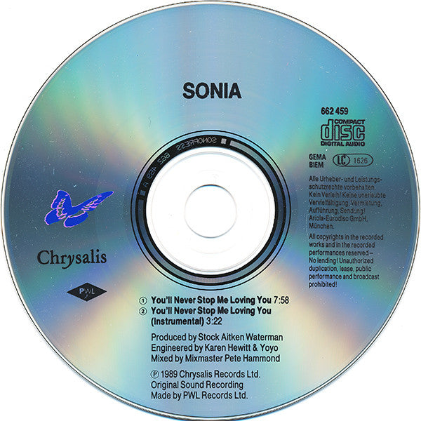 Sonia : You'll Never Stop Me Loving You (CD, Maxi)