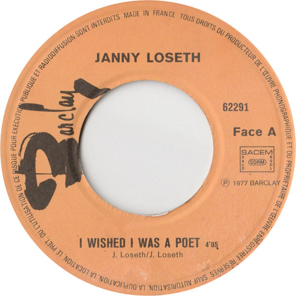 Janny Loseth : I Wished I Was A Poet / Dancing Girl (7", Single)