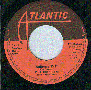 Pete Townshend : Uniforms (7", Single)