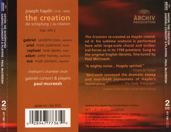 Joseph Haydn - Gabrieli Consort & Gabrieli Players, Paul McCreesh : The Creation (Die Schopfung) (2xCD, Album)