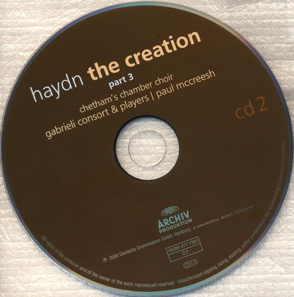 Joseph Haydn - Gabrieli Consort & Gabrieli Players, Paul McCreesh : The Creation (Die Schopfung) (2xCD, Album)
