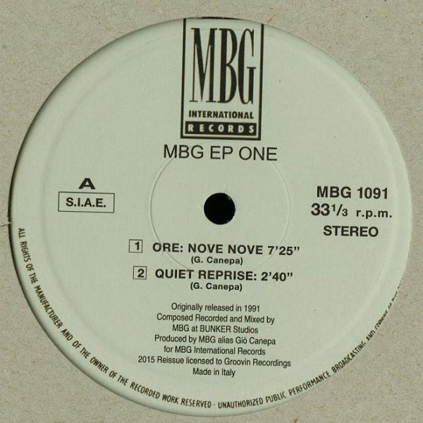 MBG : EP One (12", EP, RE)