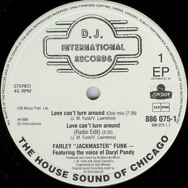 Farley "Jackmaster" Funk & Jesse Saunders : Love Can't Turn Around (12", EP)