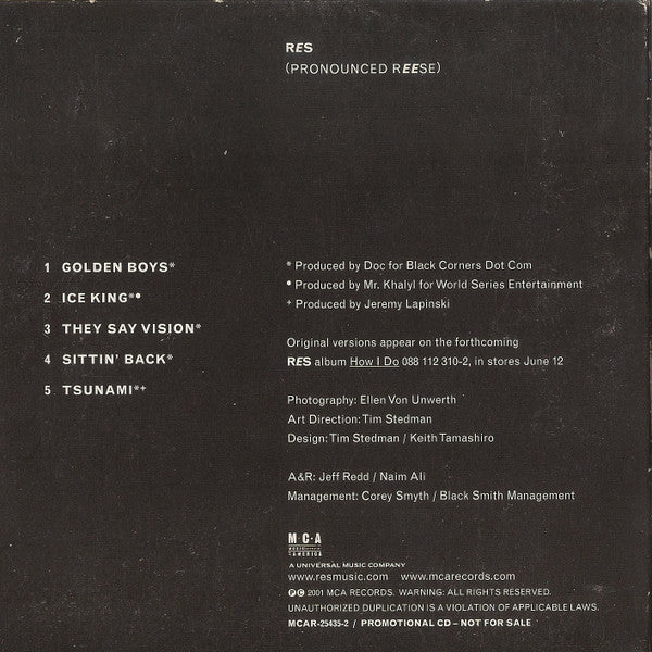 Res : Res (Pronounced REESE) (CD, Advance, Promo, Smplr, Car)