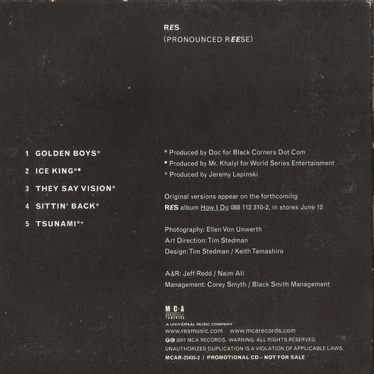 Res : Res (Pronounced REESE) (CD, Advance, Promo, Smplr, Car)