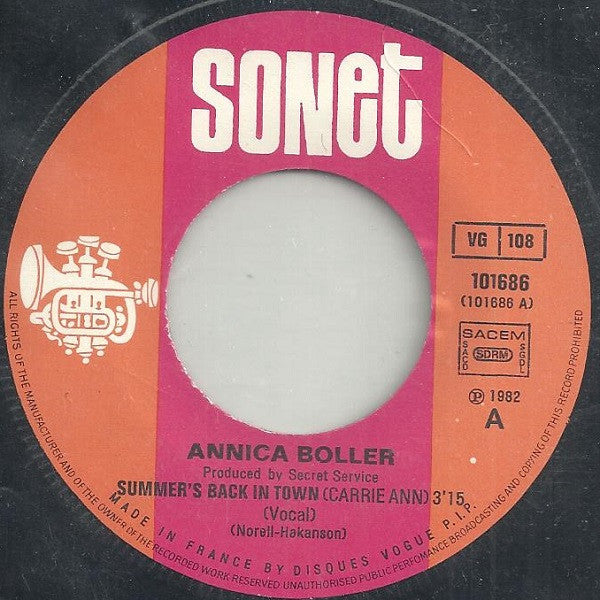 Annica Boller : Summer's Back In Town (Carrie Ann) (7", Single)
