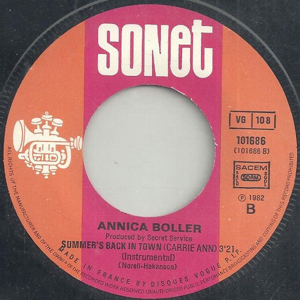 Annica Boller : Summer's Back In Town (Carrie Ann) (7", Single)