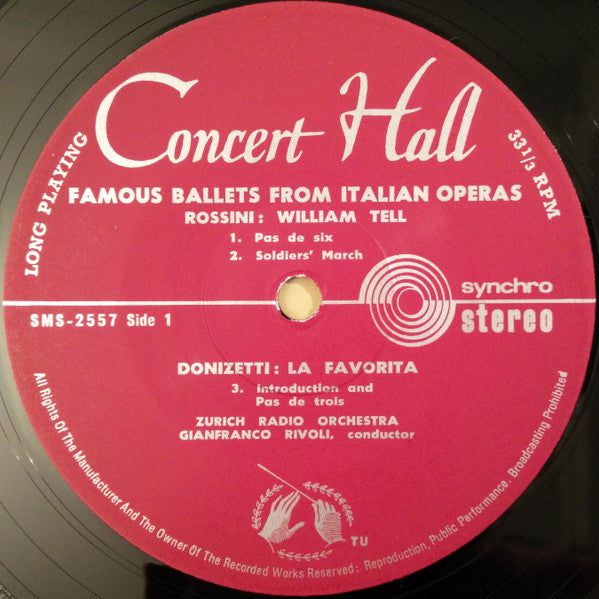 Gioacchino Rossini / Gaetano Donizetti / Giuseppe Verdi - Zurich Radio Orchestra, Gianfranco Rivoli : Ballettmusik Aus Berühmten Italienischen Opern (LP)