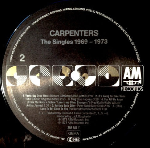 Carpenters : The Singles 1969-1973 (LP, Album, Comp, RE)