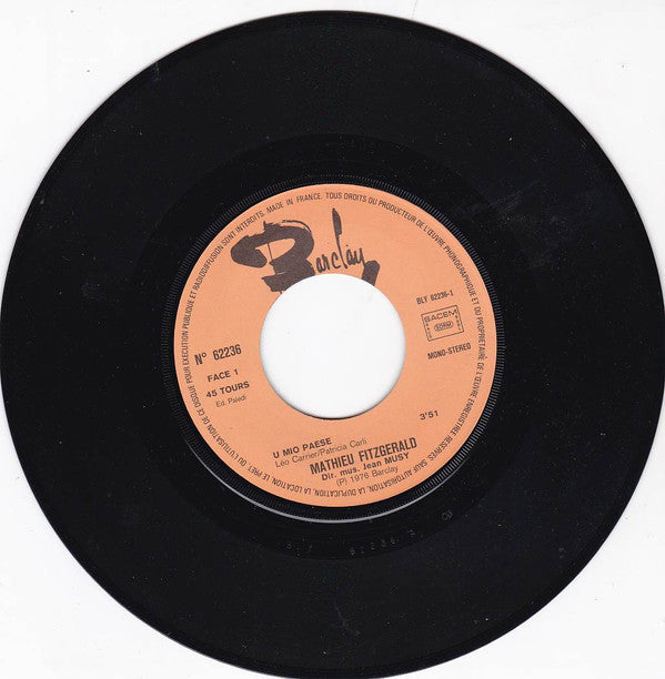 Mathieu Fitzgerald : U Mio Paese (7", Single)
