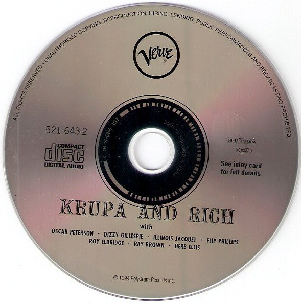 Gene Krupa - Buddy Rich : Krupa And Rich (CD, Album, RM)