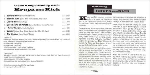 Gene Krupa - Buddy Rich : Krupa And Rich (CD, Album, RM)