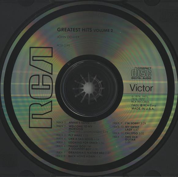 John Denver : John Denver's Greatest Hits Volume 2 (CD, Comp, RE)