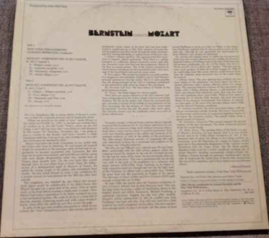 Leonard Bernstein Conducts Wolfgang Amadeus Mozart - New York Philharmonic : Symphony No. 41 In C Major, K. 551 ("Jupiter") / Symphony No. 36 In C Major, K. 425 ("Linz") (LP, Album)