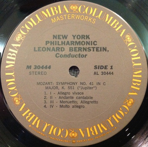 Leonard Bernstein Conducts Wolfgang Amadeus Mozart - New York Philharmonic : Symphony No. 41 In C Major, K. 551 ("Jupiter") / Symphony No. 36 In C Major, K. 425 ("Linz") (LP, Album)