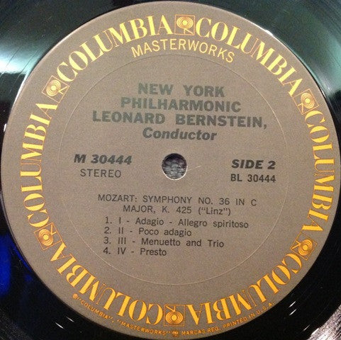 Leonard Bernstein Conducts Wolfgang Amadeus Mozart - New York Philharmonic : Symphony No. 41 In C Major, K. 551 ("Jupiter") / Symphony No. 36 In C Major, K. 425 ("Linz") (LP, Album)