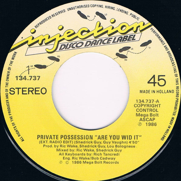 Private Possession Featuring Hunter Hayes : Are You Wid It (7", Single)