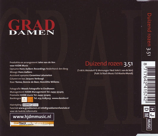 Grad Damen : Duizend Rozen (CD, Single)