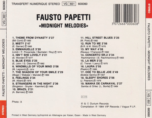 Fausto Papetti : Midnight Melodies (CD, Comp)