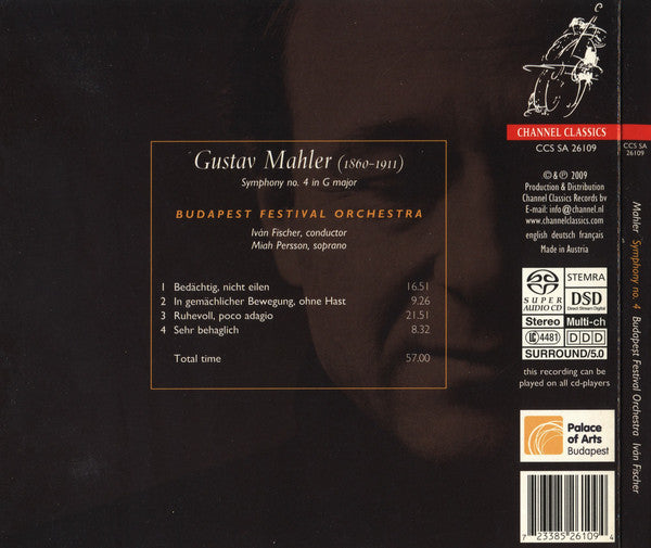 Gustav Mahler, Budapest Festival Orchestra, Ivan Fischer, Miah Persson : Symphony No. 4 (SACD, Hybrid, Multichannel, Album)