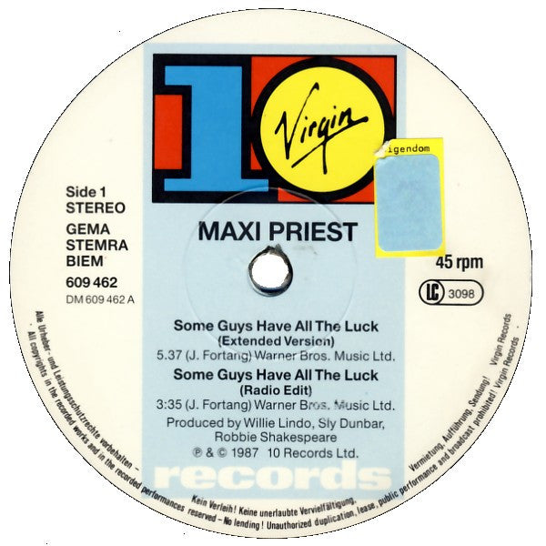 Maxi Priest : Some Guys Have All The Luck (12", Maxi)