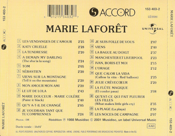 Marie Laforêt : Marie Laforêt (CD, Comp, RE)