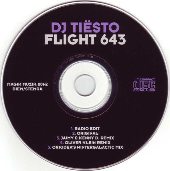 DJ Tiësto : Flight 643 (CD, Maxi)