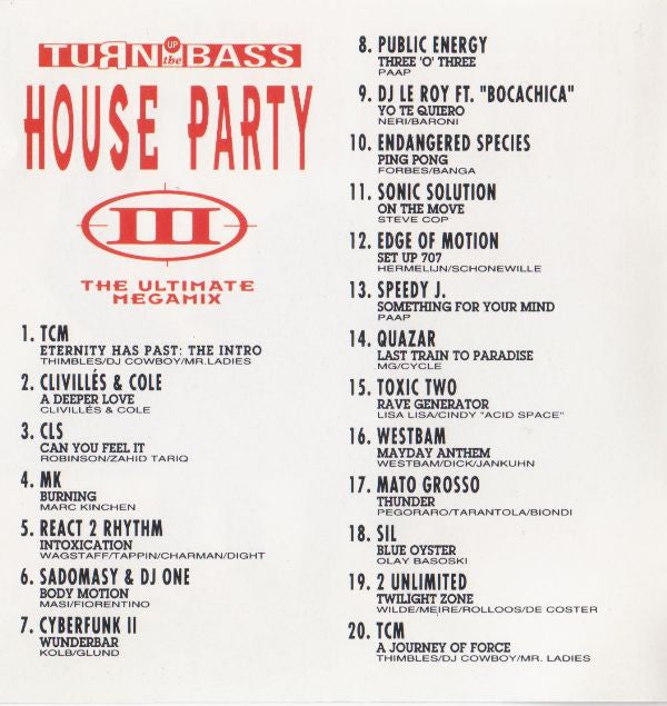 Various : House Party III (The Ultimate Megamix) (CD, Mixed)
